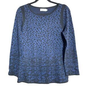 Velvet By Graham & Spencer Cashmere Blend Animal Print Sweater Women's Sz Large